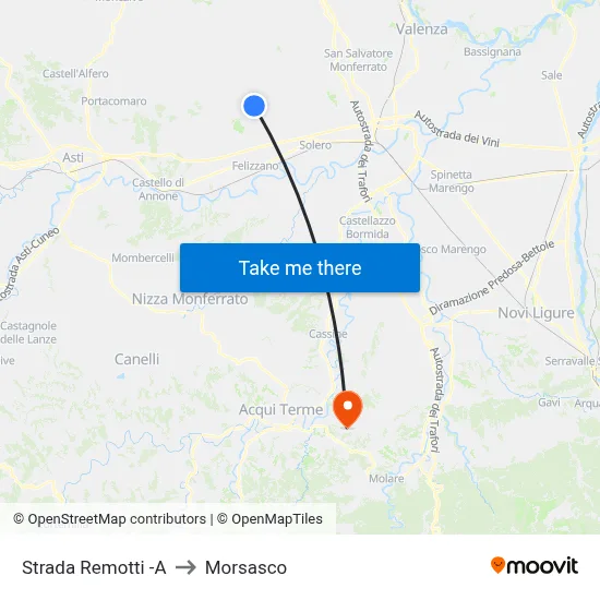 Remotti Road to Morsasco map