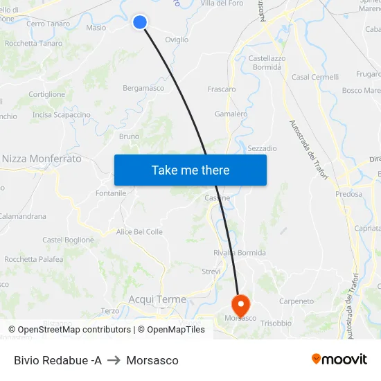 Redabue Junction -A to Morsasco map