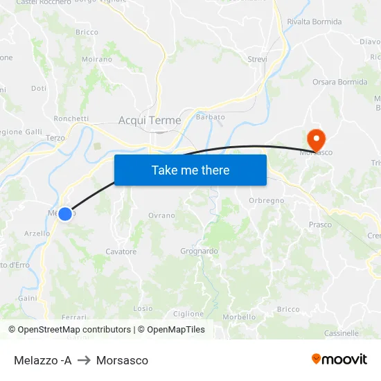 Melazzo -A to Morsasco map