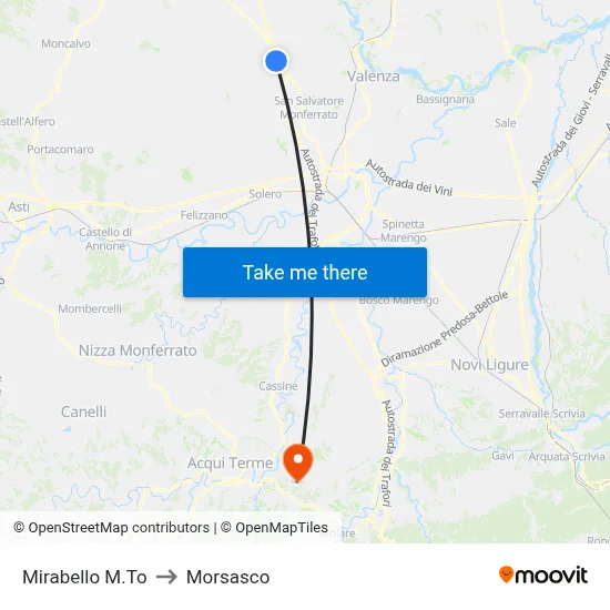 Mirabello M.To to Morsasco map
