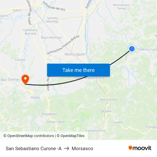 San Sebastiano Curone to Morsasco map