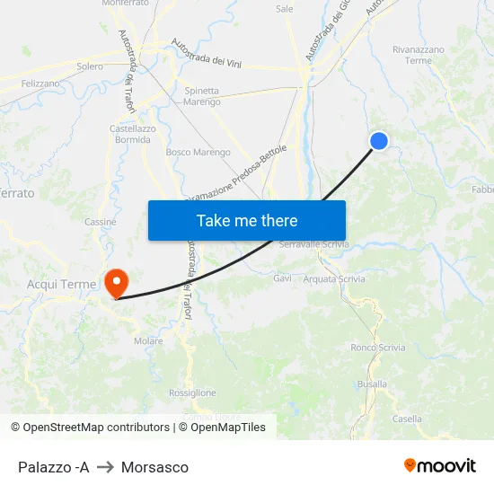 Palazzo -A to Morsasco map
