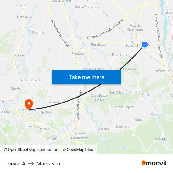 Pieve to Morsasco map