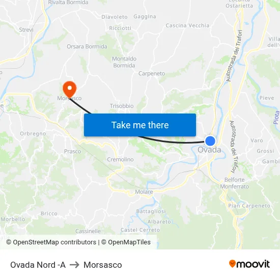 Ovada North -A to Morsasco map