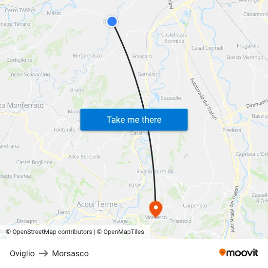 Oviglio to Morsasco map