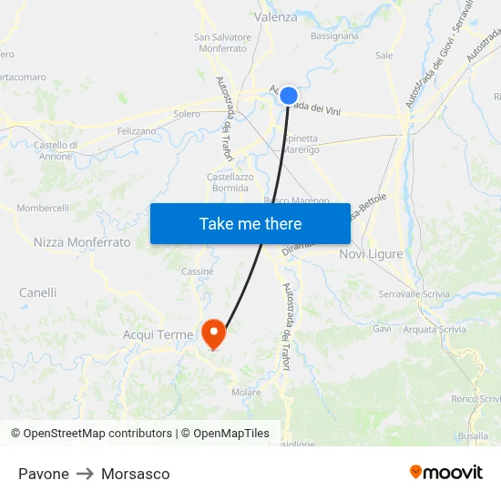 Pavone to Morsasco map