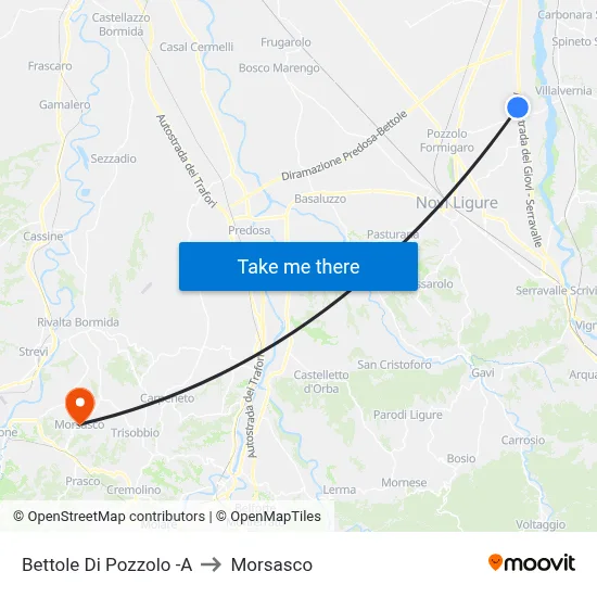 Bettole Di Pozzolo -A to Morsasco map