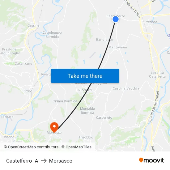 Castelferro to Morsasco map