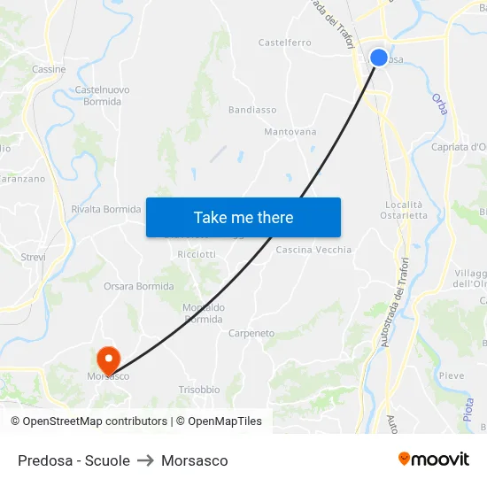 Predosa - Schools to Morsasco map