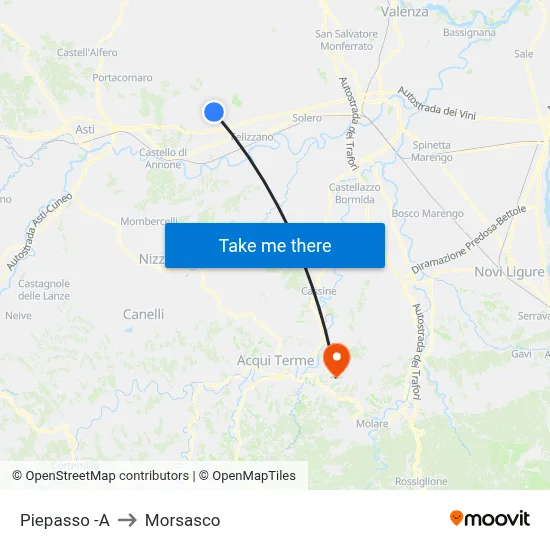 Piepasso to Morsasco map