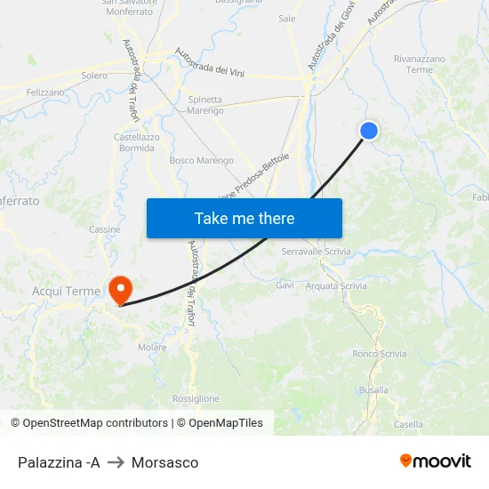 Palazzina -A to Morsasco map