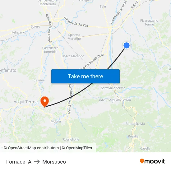 Fornace -A to Morsasco map