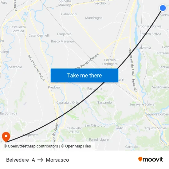 Belvedere -A to Morsasco map