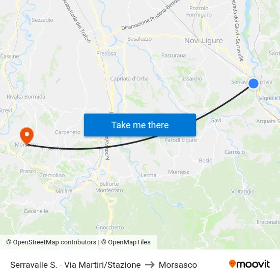 Serravalle S. - Via Martiri/Stazione to Morsasco map