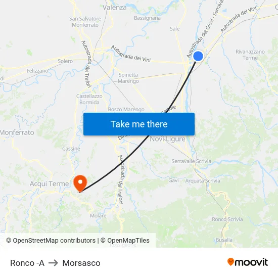 Ronco to Morsasco map