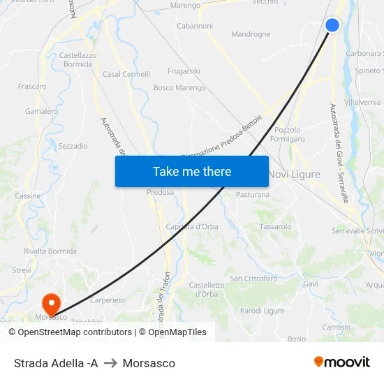 Adella Road -A to Morsasco map