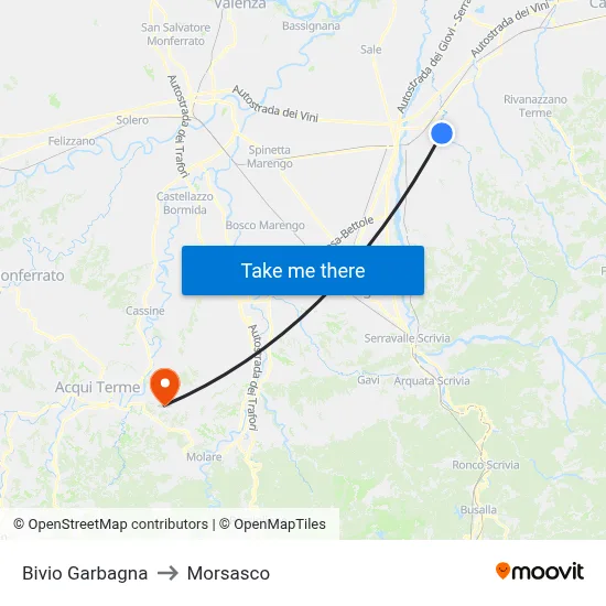 Garbagna Junction to Morsasco map