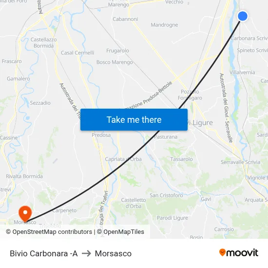 Carbonara Junction -A to Morsasco map