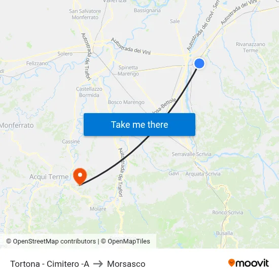 Tortona - Cemetery -A to Morsasco map