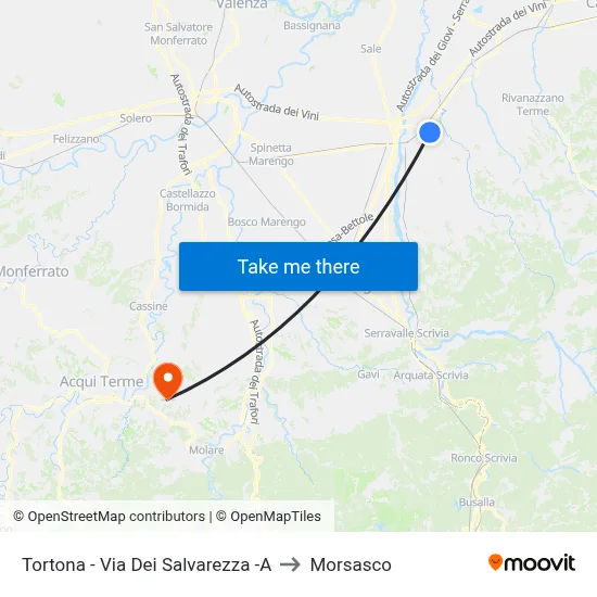 Tortona - Via Dei Salvarezza -A to Morsasco map