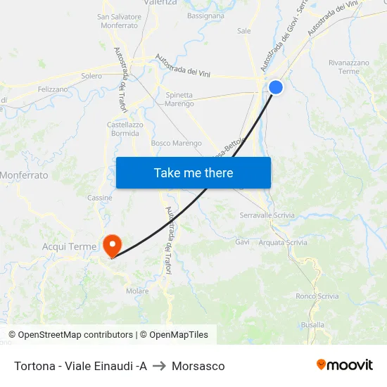Tortona - Viale Einaudi -A to Morsasco map