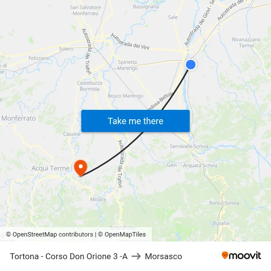 Tortona - Don Orione Course 3 -A to Morsasco map