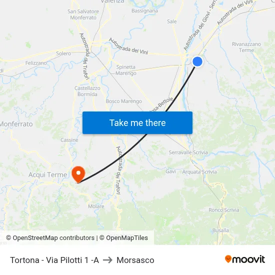Tortona - Via Pilotti 1 -A to Morsasco map