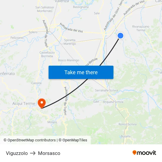 Viguzzolo to Morsasco map