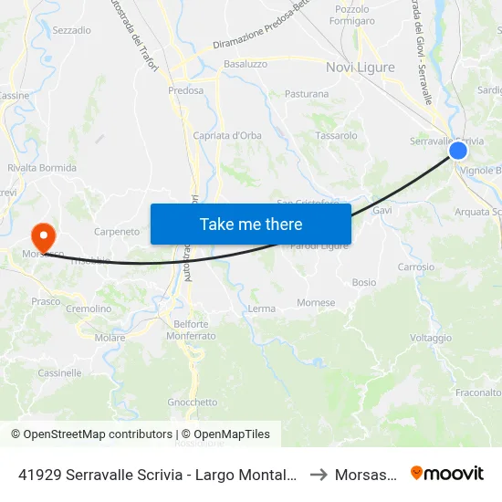 41929 Serravalle Scrivia - Largo Montaldo to Morsasco map