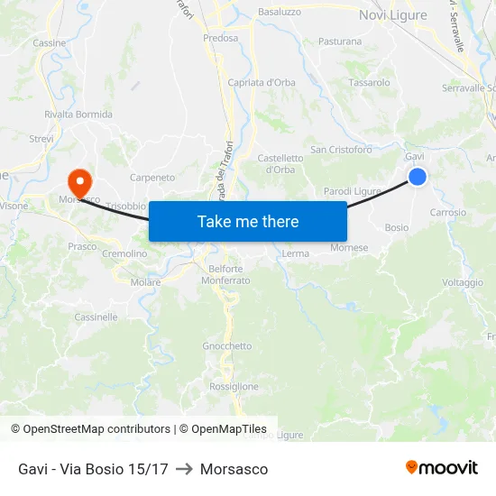 Gavi - Bosio Street 15/17 to Morsasco map