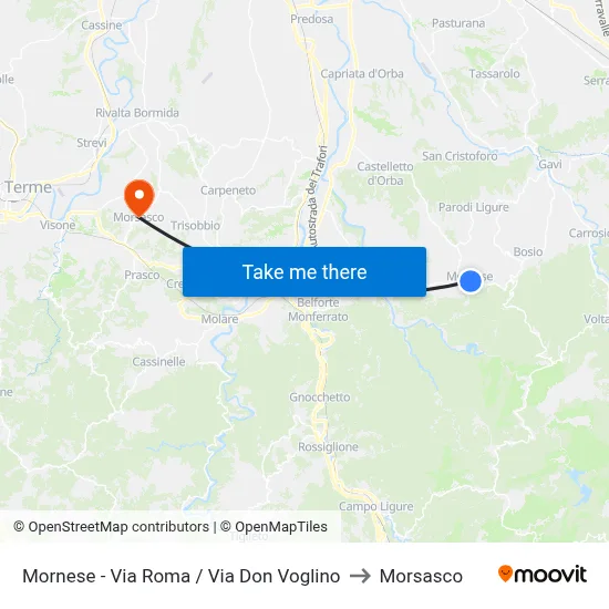 Mornese - Roma St / Don Voglino St to Morsasco map