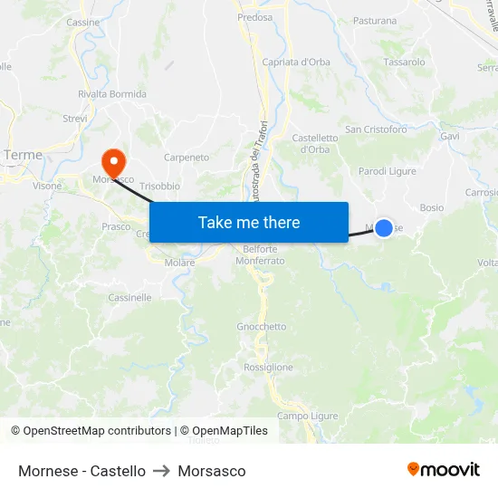 Mornese - Castle to Morsasco map