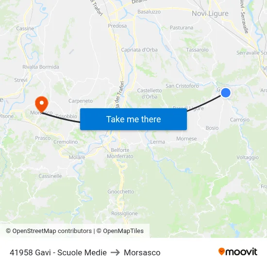 Gavi - Middle School to Morsasco map