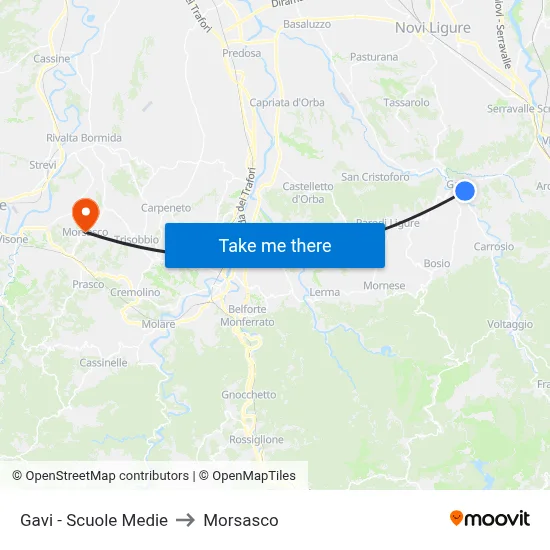 Middle Schools to Morsasco map