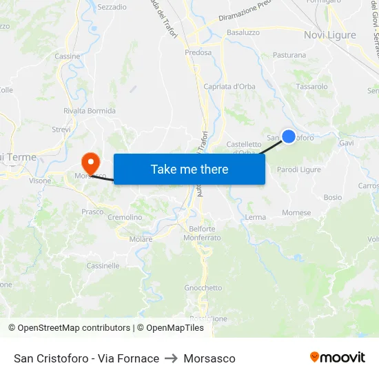 San Cristoforo - Fornace Street to Morsasco map