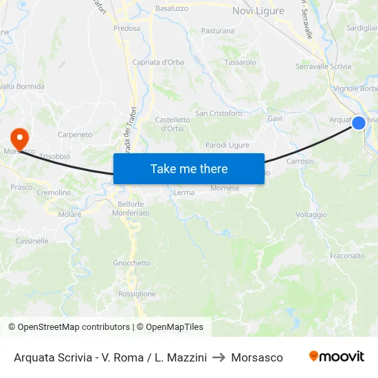 Arquata Scrivia - Roma St / Mazzini St to Morsasco map