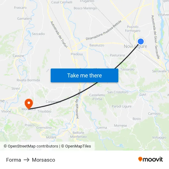Forma to Morsasco map