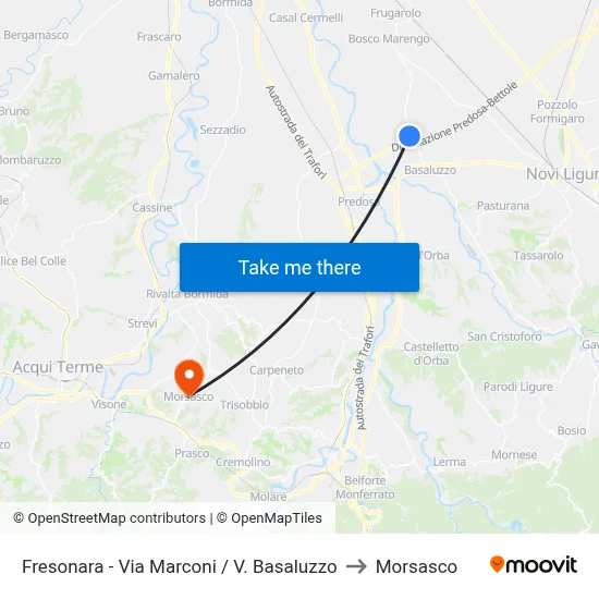 Fresonara - Via Marconi / V. Basaluzzo to Morsasco map