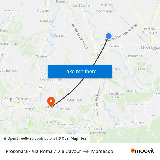 Fresonara - Roma Street / Cavour Street to Morsasco map