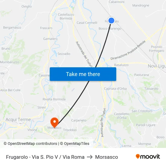 Frugarolo - St. Pius V St / Roma St to Morsasco map