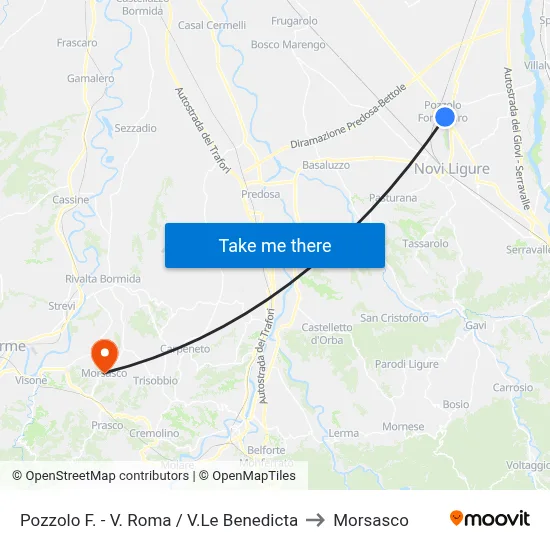 Pozzolo Formigaro - Via Roma / Viale Benedicta to Morsasco map