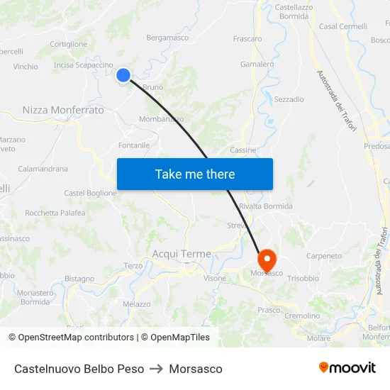 Castelnuovo Belbo Weight Station to Morsasco map