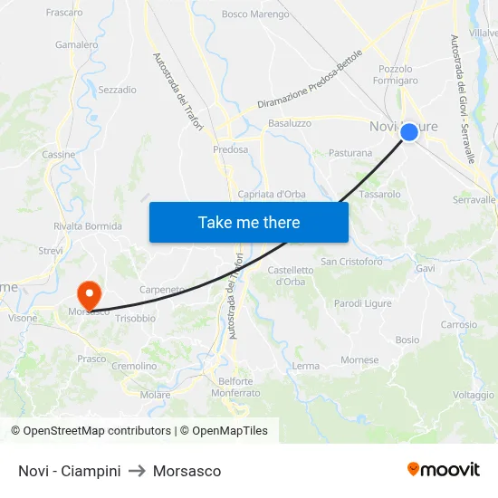 Novi - Ciampini to Morsasco map