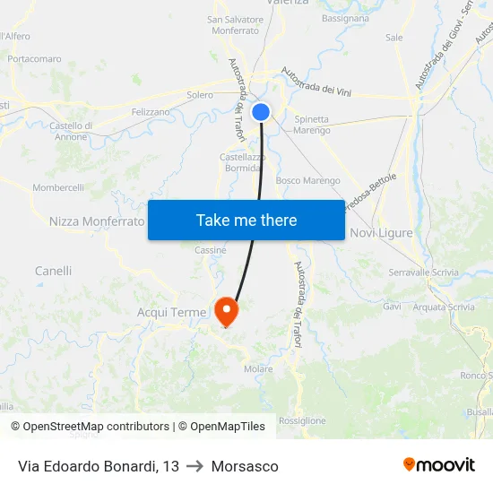 Edoardo Bonardi Street, 13 to Morsasco map