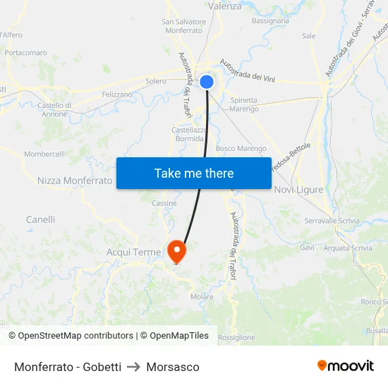 Monferrato - Gobetti to Morsasco map