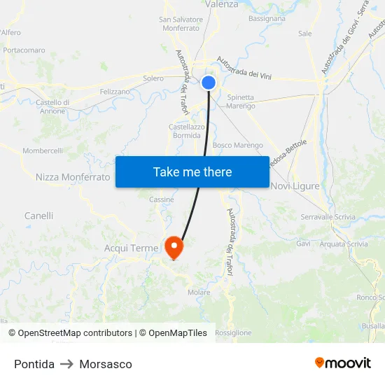 Pontida to Morsasco map