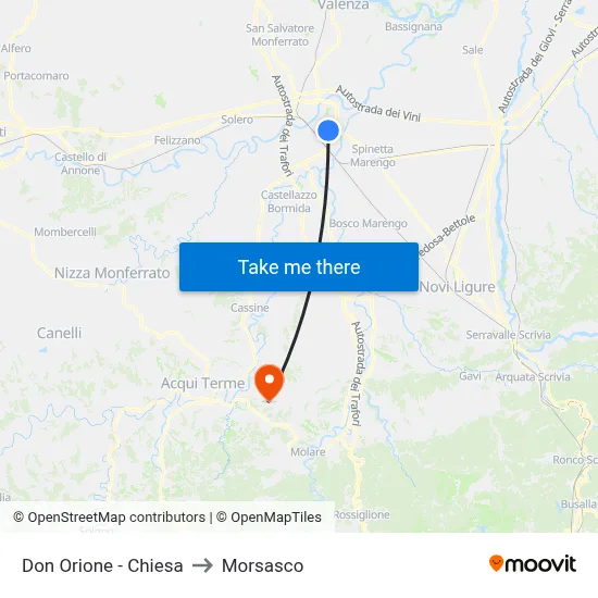 Don Orione - Church to Morsasco map