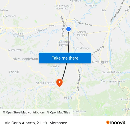 21 Carlo Alberto Street to Morsasco map