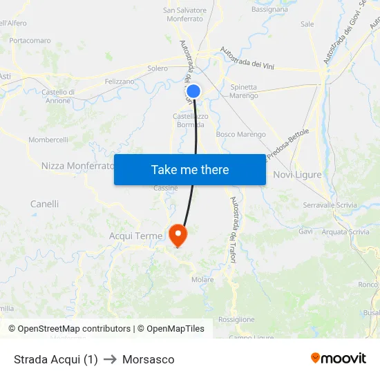 Acqui Road (1) to Morsasco map