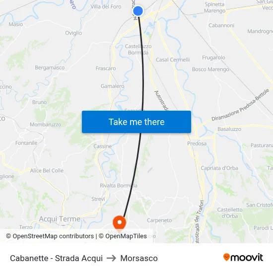 Cabanette - Acqui Road to Morsasco map